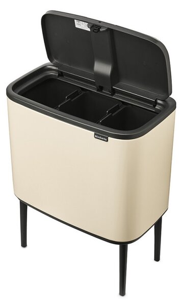 Кош за смет Brabantia Bo Touch 1005550, 3х11 л, Плавно и безшумно отваряне, Голям отвор, Бежов