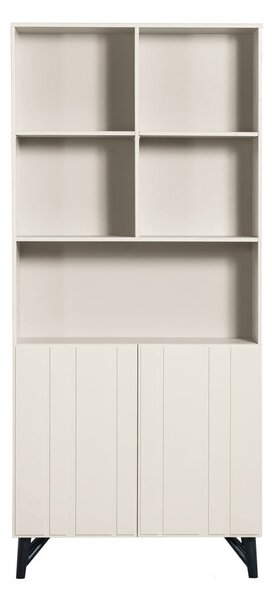 Кремав шкаф за книги от борова дървесина 90x200 cm Miller - WOOOD
