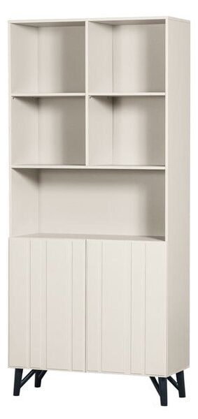 Кремав шкаф за книги от борова дървесина 90x200 cm Miller - WOOOD