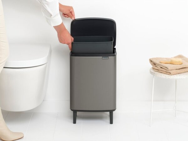 Кош за смет Brabantia Bo Small Hi 1006648, 12 л, Плавно и безшумно отваряне, Сив