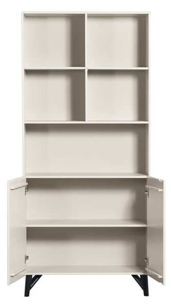 Кремав шкаф за книги от борова дървесина 90x200 cm Miller - WOOOD