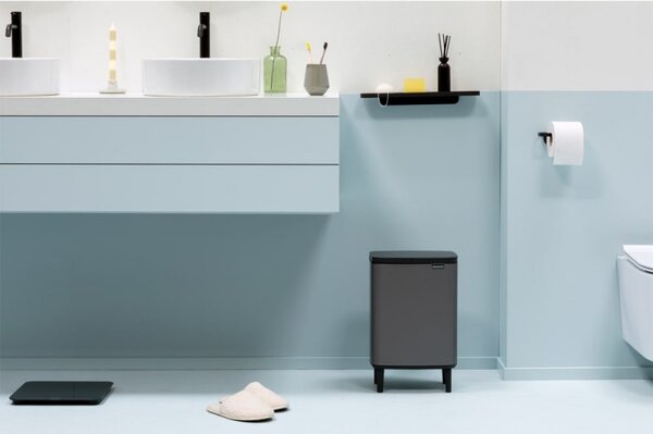 Кош за смет Brabantia Bo Small Hi 1006648, 12 л, Плавно и безшумно отваряне, Сив