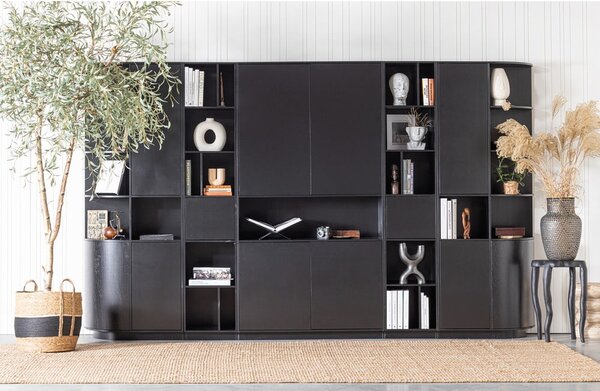 Черен модулен шкаф за книги от борова дървесина 78x210 cm Finca - WOOOD