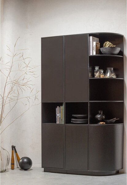 Черен модулен шкаф за книги от борова дървесина 78x210 cm Finca - WOOOD