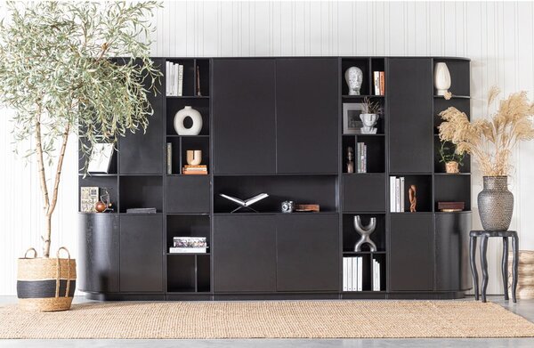 Черен модулен шкаф за книги от борова дървесина 40x210 cm Finca - WOOOD