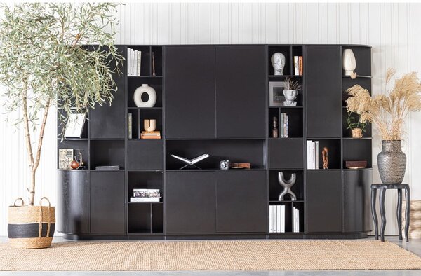 Черен модулен шкаф за книги от борова дървесина 78x210 cm Finca - WOOOD