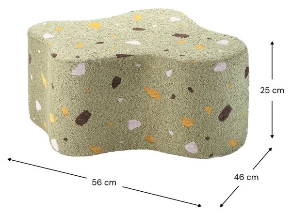 Зелен детски пуф от букле и шенил Terrazzo Cloud – Wigiwama
