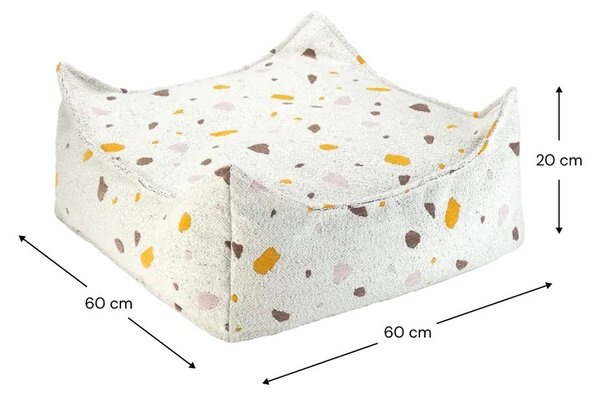 Бял детски пуф от букле и шенил Terrazzo Square – Wigiwama