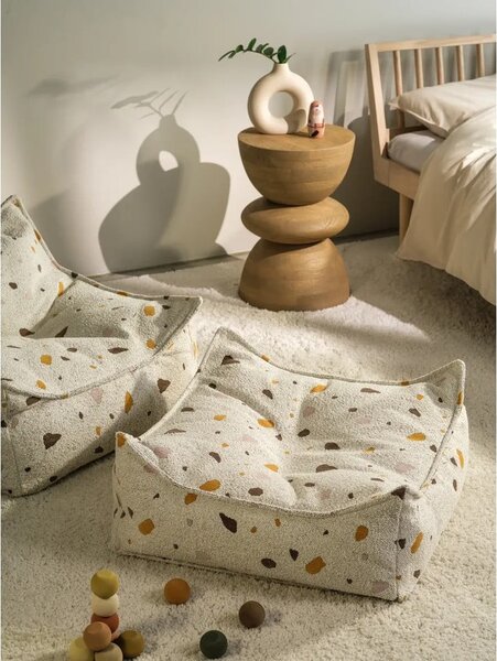 Бял детски пуф от букле и шенил Terrazzo Square – Wigiwama