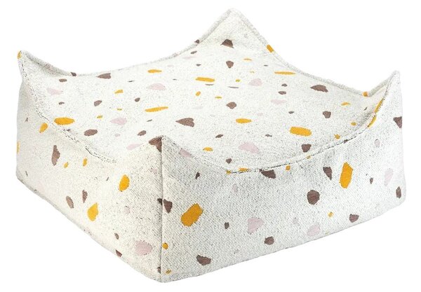 Бял детски пуф от букле и шенил Terrazzo Square – Wigiwama