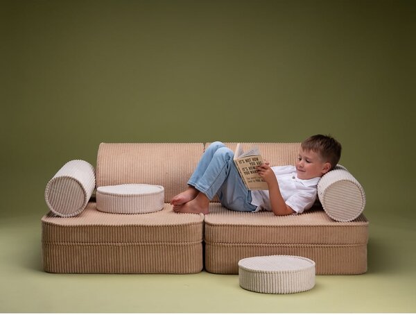Светлокафяв детски диван от рипсено кадифе 132 cm Settee – Wigiwama