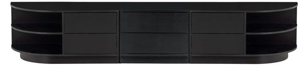 Черен TV комплект от масивен бор 206x40 cm Finca – WOOOD