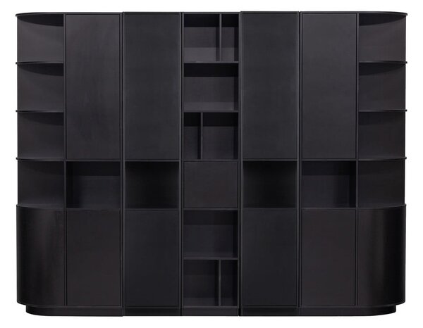 Черна модулна библиотека от масивен бор 276x210 cm Finca – WOOOD