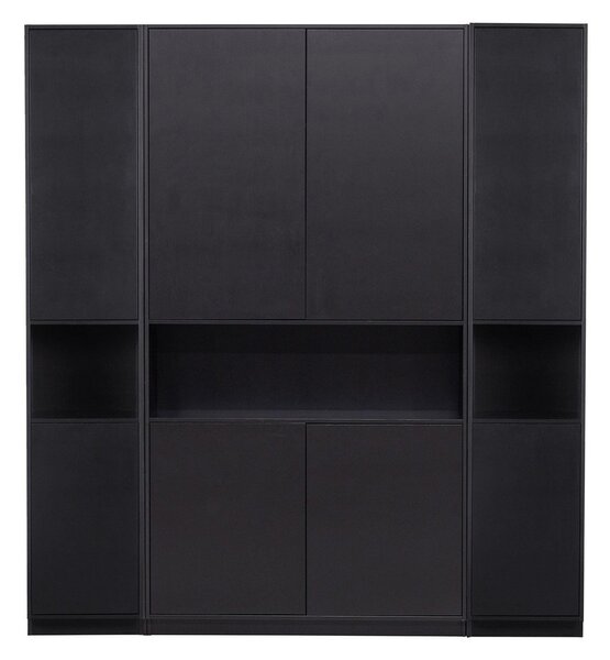 Черна модулна библиотека от масивен бор 190x210 cm Finca – WOOOD