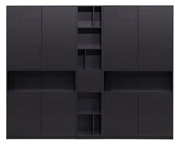 Черна модулна библиотека от масивен бор 260x210 cm Finca – WOOOD