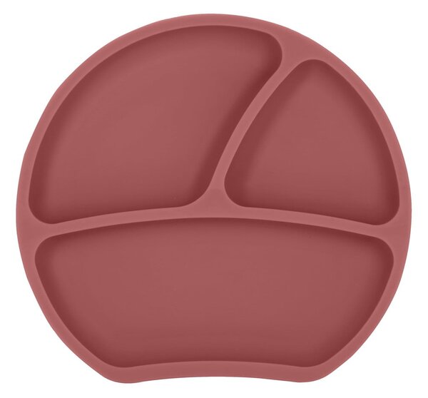 Силиконова детска чиния в тухлен цвят 19x20,5 cm Dusky Pink – Kindsgut