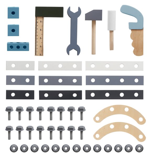 Детска Дървена Работилница с Инструменти, , Синя, 46х26х67cm