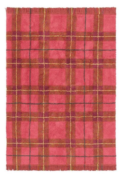 Ръчно изработен червен памучен килим подходящ за пране 90x120 cm Tartan Vintage Red – Lorena Canals