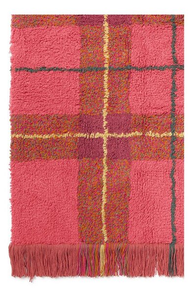 Ръчно изработен червен памучен килим подходящ за пране 90x120 cm Tartan Vintage Red – Lorena Canals