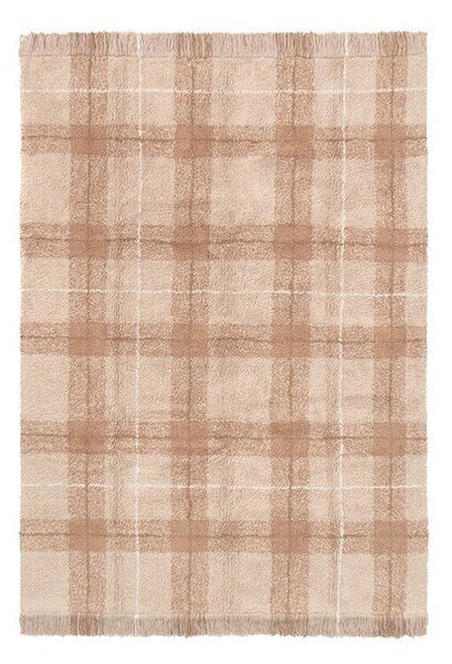 Ръчно изработен светлорозов памучен килим подходящ за пране 90x120 cm Tartan Rose – Lorena Canals