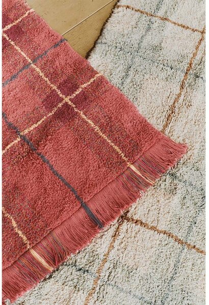 Ръчно изработен червен памучен килим подходящ за пране 90x120 cm Tartan Vintage Red – Lorena Canals