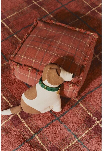 Ръчно изработен червен памучен килим подходящ за пране 90x120 cm Tartan Vintage Red – Lorena Canals
