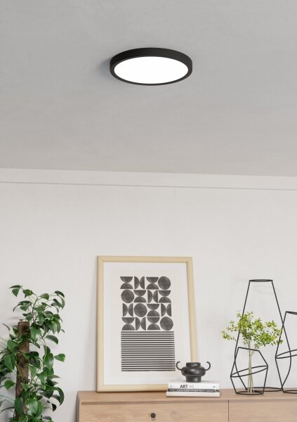 Eglo 901373 -LED RGBW С възможност за димиране, таванно осветително тяло с опушено стъкло FUEVA-Z LED/14,3W/230V 27,8cm IP44 черно
