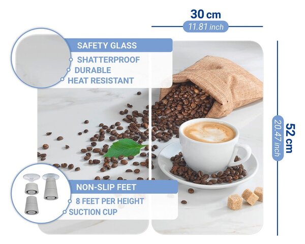Капаци за печка 2 бр. от закалено стъкло 52x30 cm Café Aromatica – Maximex