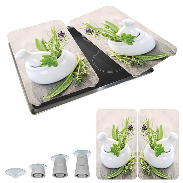 Комплект от 2 стъклени капака за печка Herbal, 52 x 30 cm Herb Garden - Wenko
