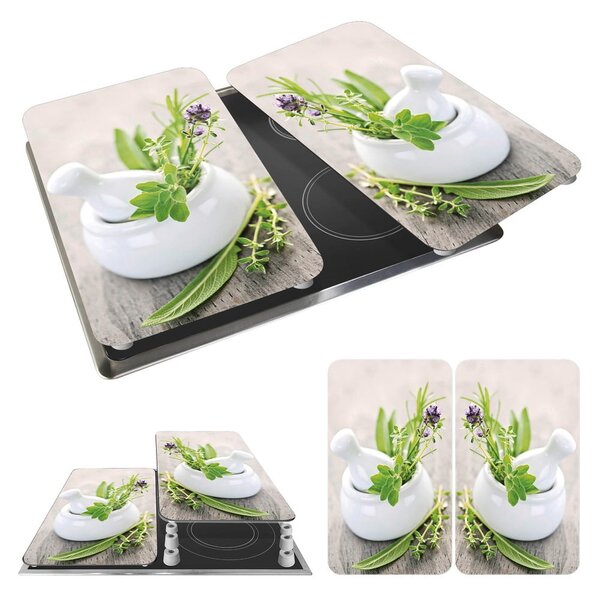 Комплект от 2 стъклени капака за печка Herbal, 52 x 30 cm Herb Garden - Wenko