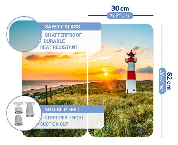 Капаци за печка в комплект от 2 броя от закалено стъкло 52x30 cm Lighthouse - Maximex