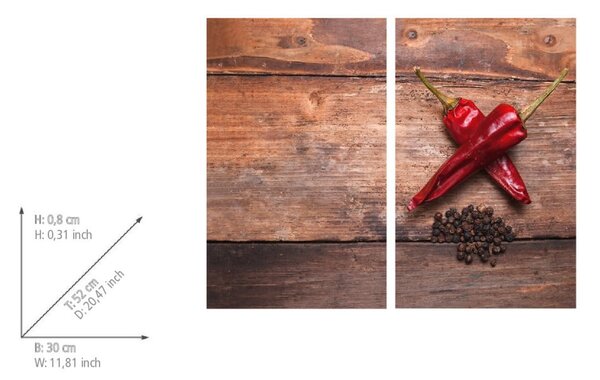 Капаци за печки от закалено стъкло в комплект от 2 броя 52x30 cm Pepper - Allstar