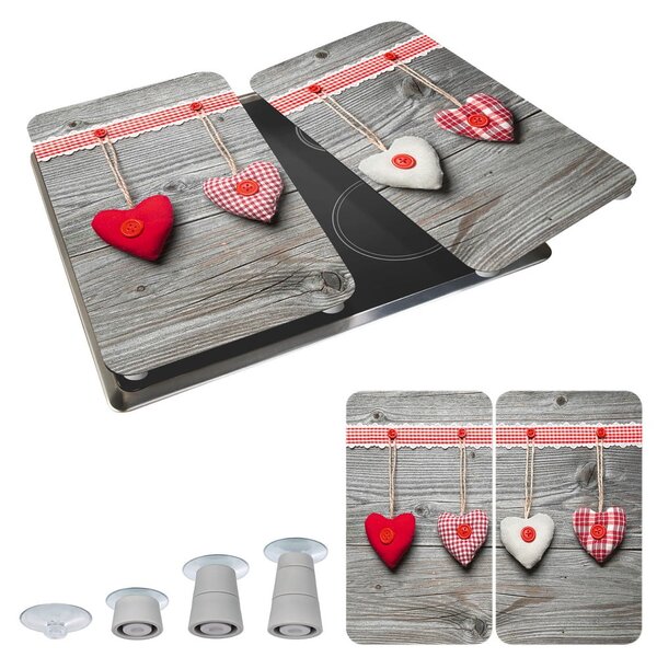 Комплект от 2 стъклени капака за печка Heart, 52 x 30 cm Hearts - Wenko
