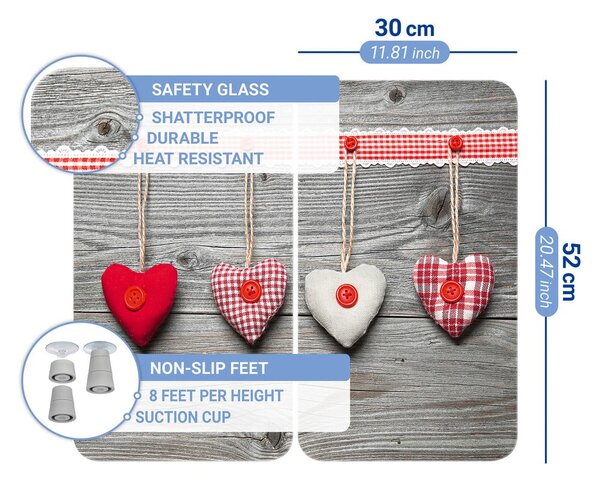 Комплект от 2 стъклени капака за печка Heart, 52 x 30 cm Hearts - Wenko