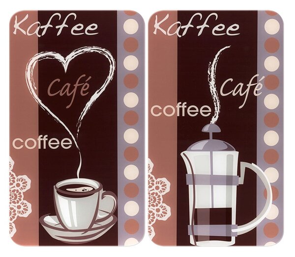 Комплект от 2 стъклени капака за печка Кафе, 52 x 30 cm Coffee Flamour - Maximex