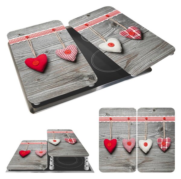 Комплект от 2 стъклени капака за печка Heart, 52 x 30 cm Hearts - Wenko