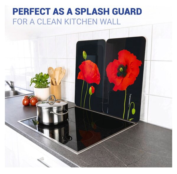 Капаци за печка в комплект от 2 броя от закалено стъкло 52x30 cm Poppy - Maximex