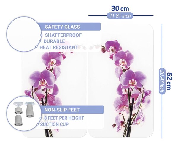 Комплект от 2 стъклени капака за печка Orchid, 52 x 30 cm Orchid Blossom - Wenko