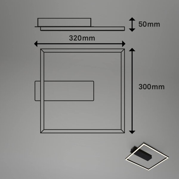 Briloner - LED таванно осветително тяло FRAME LED/14W/230V 3000K 30x32 cm черно