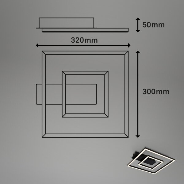 Briloner - LED плафон FRAME LED/22W/230V 3000K 30x32 cm черен