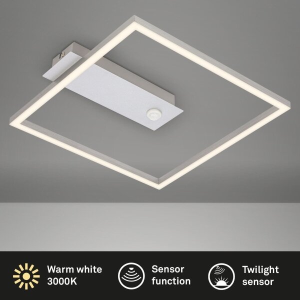 Briloner - LED таванно осветително тяло с сензор FRAME LED/14W/230V 3000K 30x32 cm матов хром