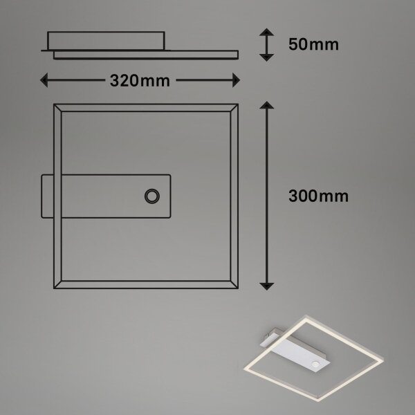 Briloner - LED таванно осветително тяло с сензор FRAME LED/14W/230V 3000K 30x32 cm матов хром
