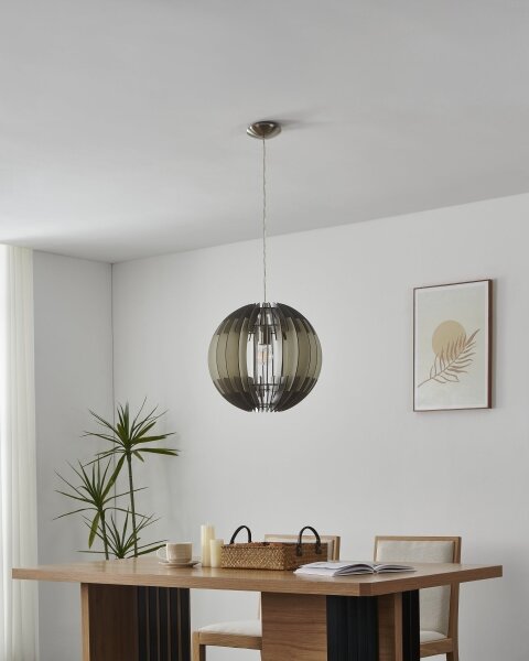 Eglo 63256 - Висяща лампа на кабел OLMERO PRO 1xE27/60W/230V, Ø 40 см, сива/бяла