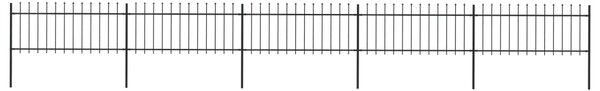 VidaXL Градинска ограда с пики, стомана, 8,5x0,8 м, черна