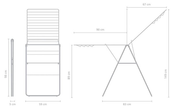 Сушилник за дрехи Brabantia Hangon 1004167, 25 м, 8 закачалки, Регулируем, Заключване за деца, Бял