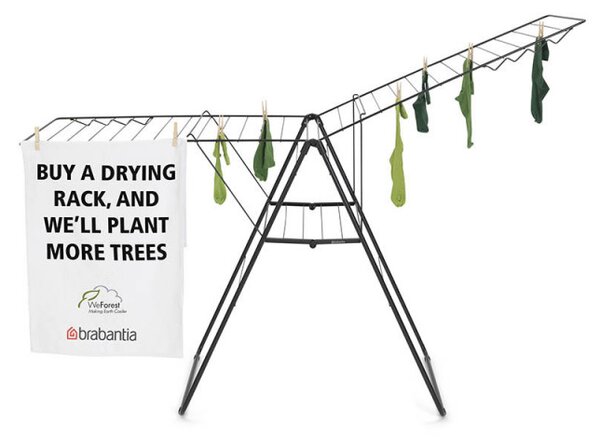 Сушилник за дрехи Brabantia Hangon 1004168, 25 м, 8 закачалки, Регулируем, Заключване за деца, Черен