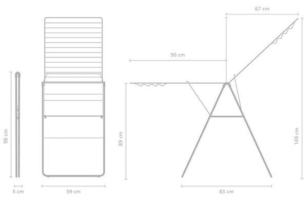 Сушилник за дрехи Brabantia Hangon 1004168, 25 м, 8 закачалки, Регулируем, Заключване за деца, Черен
