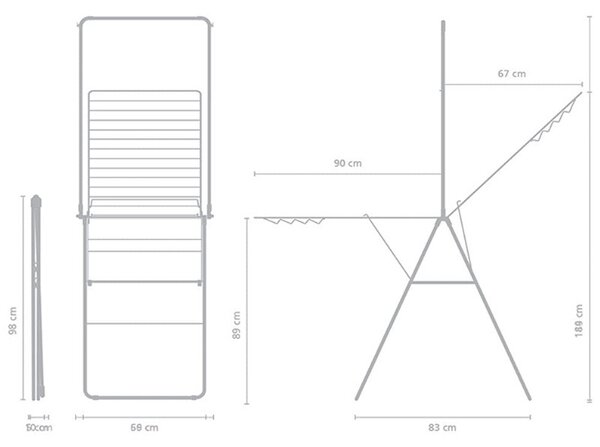 Сушилник за дрехи Brabantia Hangon 1004171, 25 м, 8 закачалки, Заключване за деца, Допълнителен прът, Черен