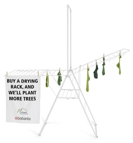 Сушилник за дрехи Brabantia Hangon 1004170, 25 м, 8 закачалки, Заключване за деца, Допълнителен прът, Бял