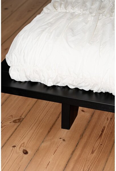 Черно двойно легло от борова дървесина с решетка 180x200 cm Japan - Karup Design